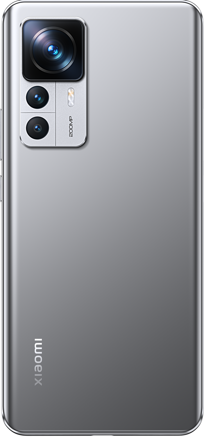 Parte trasera de un smartphone gris con múltiples cámaras y el logo de la marca sobre blanco.