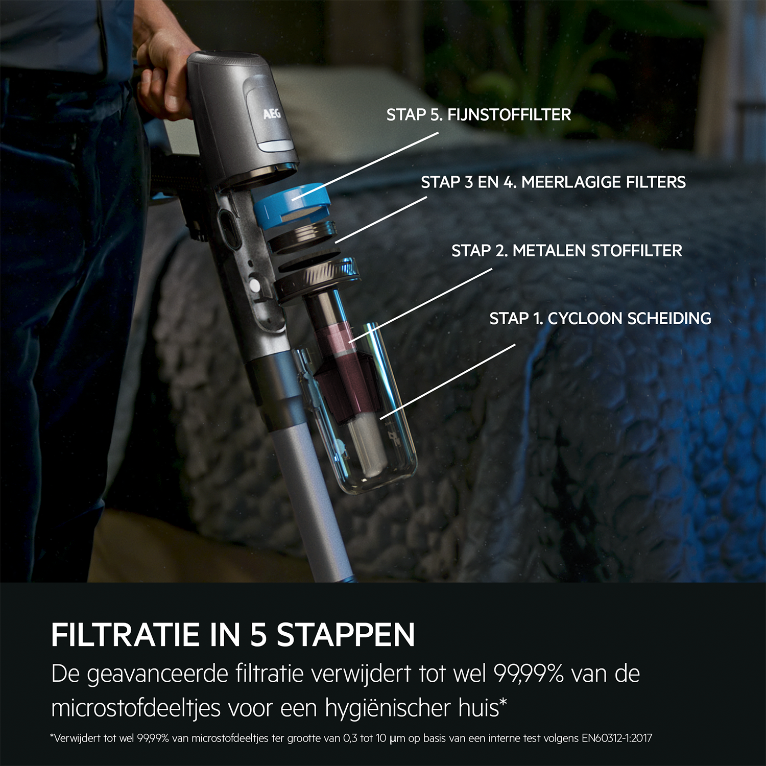 AEG AP81UB25GG - Steelstofzuiger incl. kruimelzuiger - Accuduur 60 min - Grijs