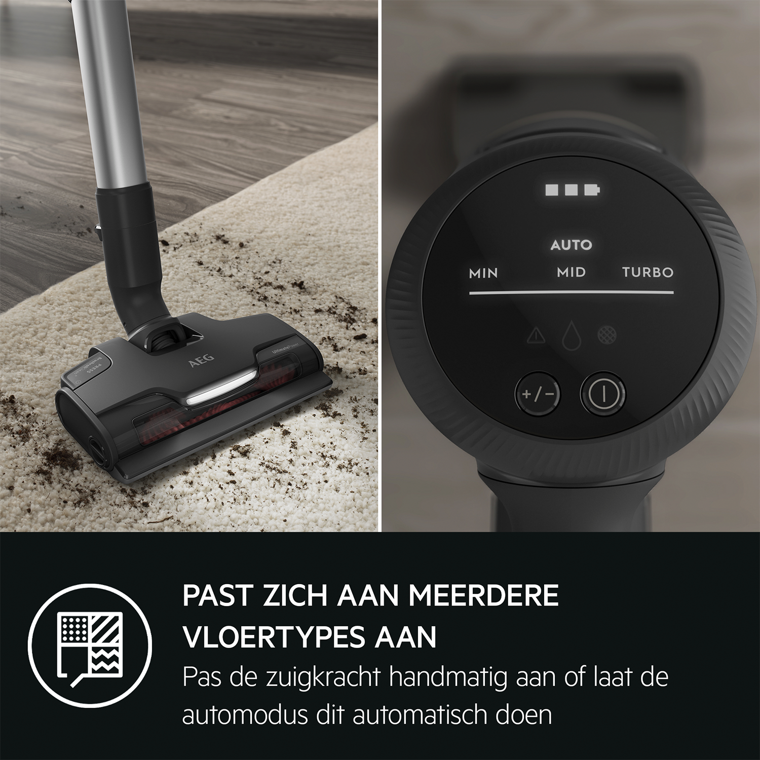 AEG AP81UB25GG - Steelstofzuiger incl. kruimelzuiger - Accuduur 60 min - Grijs