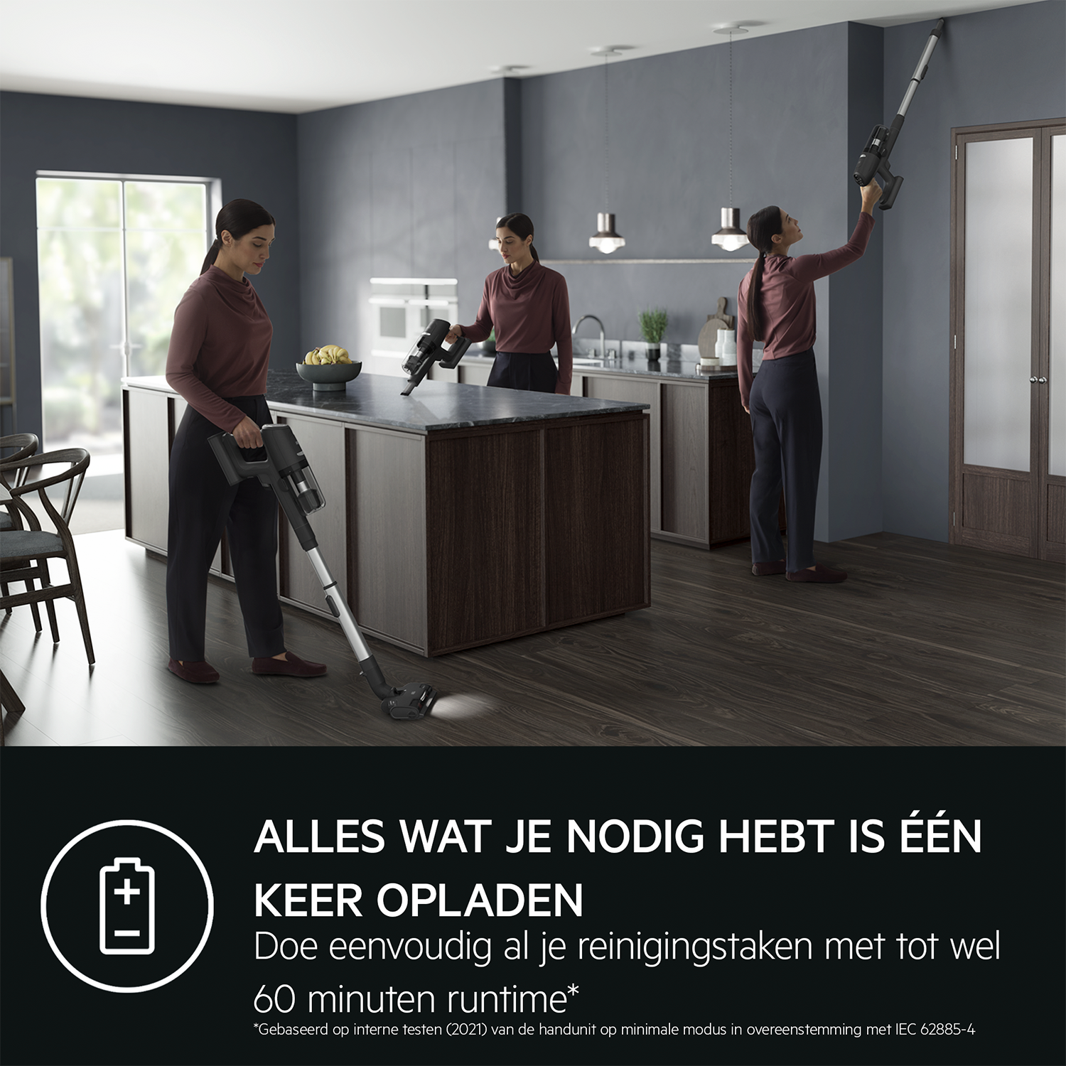 AEG AP81UB25GG - Steelstofzuiger incl. kruimelzuiger - Accuduur 60 min - Grijs