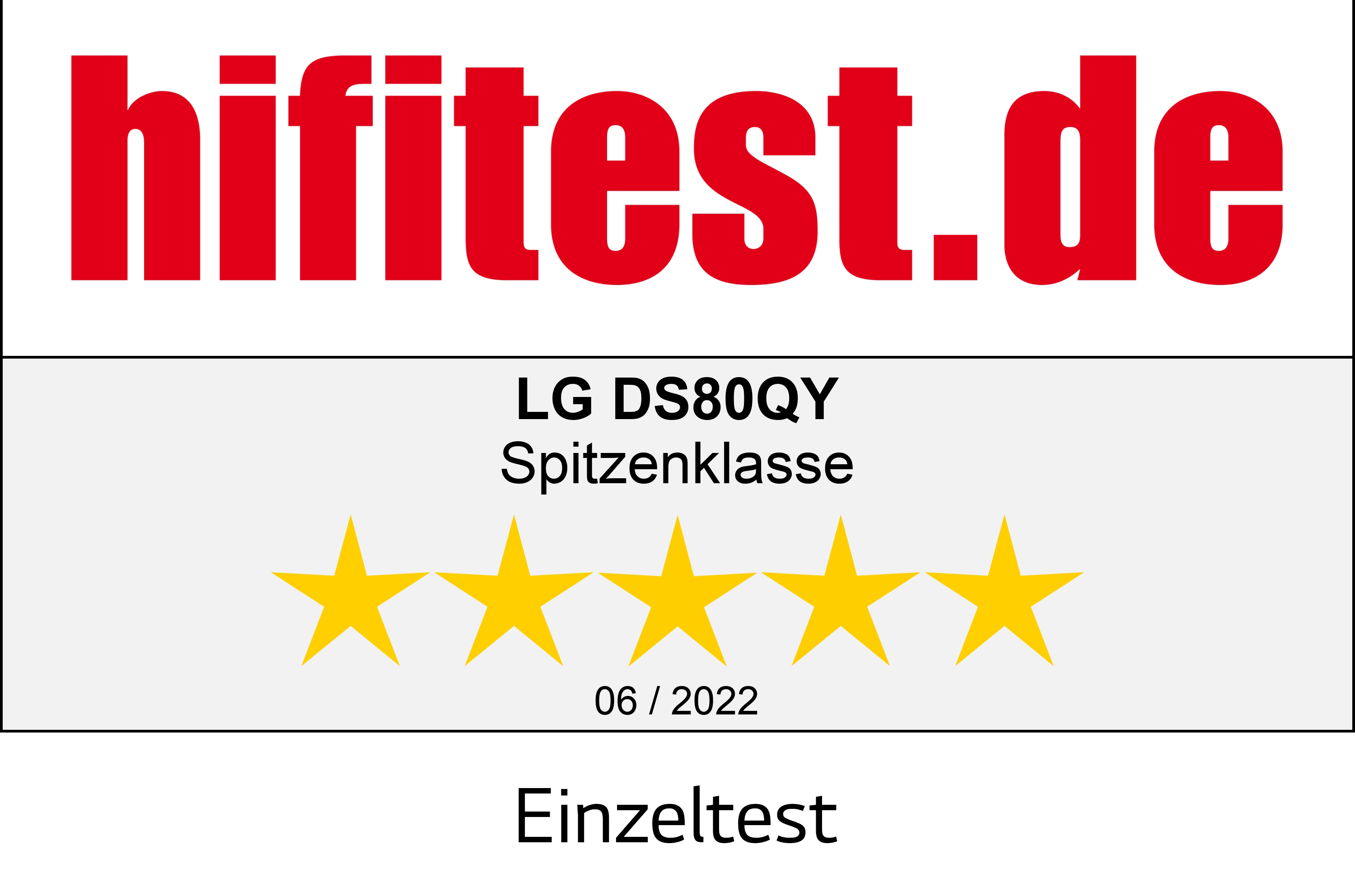 hifitest.de. LG DS80QY. Spitzenklasse. 5 Sterne.