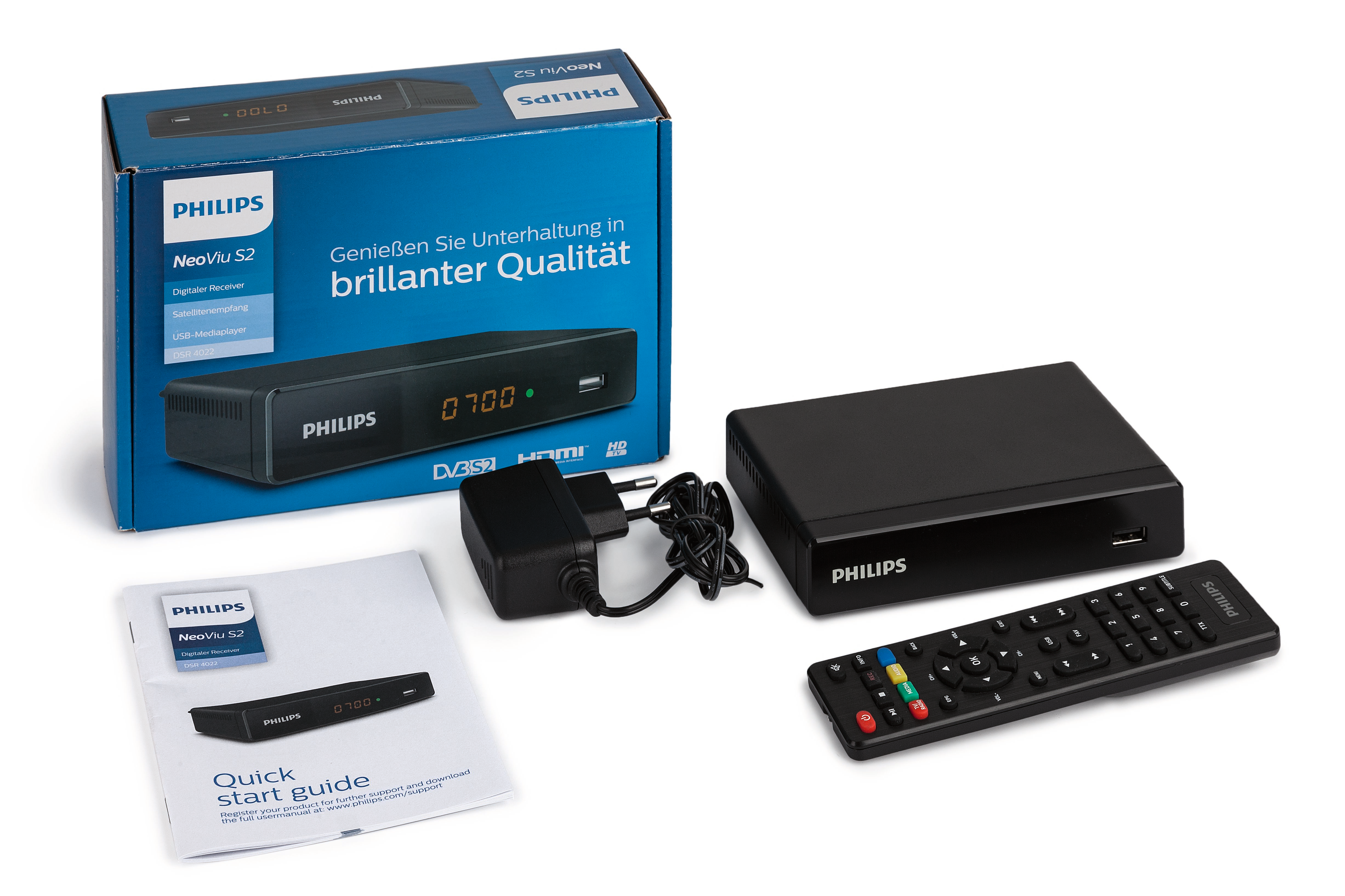 PHILIPS DSR4022 NeoViu S2 HD-Sat Receiver HD Sat Receiver (HDTV, DVB-S, DVB-S2, Schwarz)