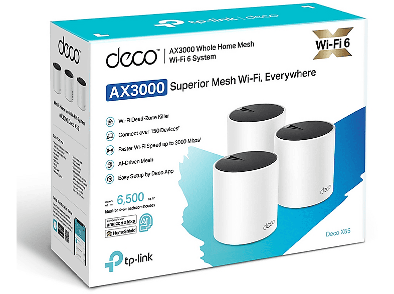 TP-LINK WLAN Mesh System Deco X55, AX3000, 3er-Pack, Weiß — Foto 2 von 3