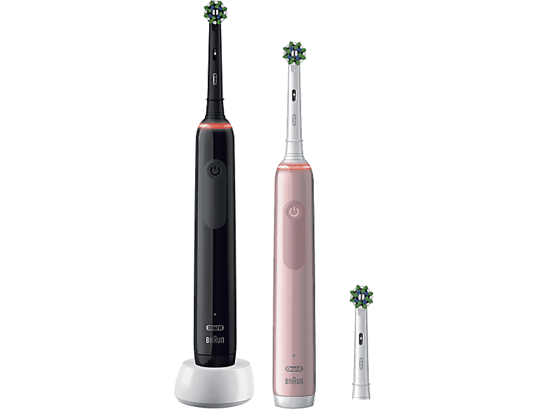 Oral B Elektrische Tandenborstel Duo (pro 3-3900) Tandenborstel Voor Volwassenen Zwart / Roze