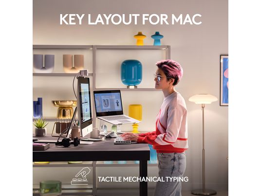 LOGITECH MX Mechanical Mini (Tactile Quiet Switch) pour Mac - Clavier (gris clair)