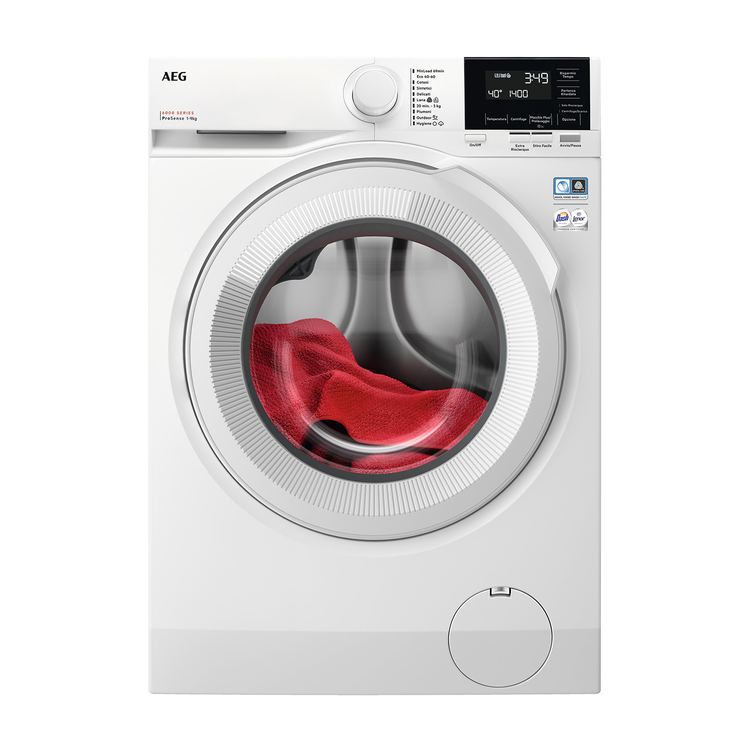 AEG Lr6G94Ow Lavatrice, Caricamento frontale, 9 kg, 63,6 cm, Classe A