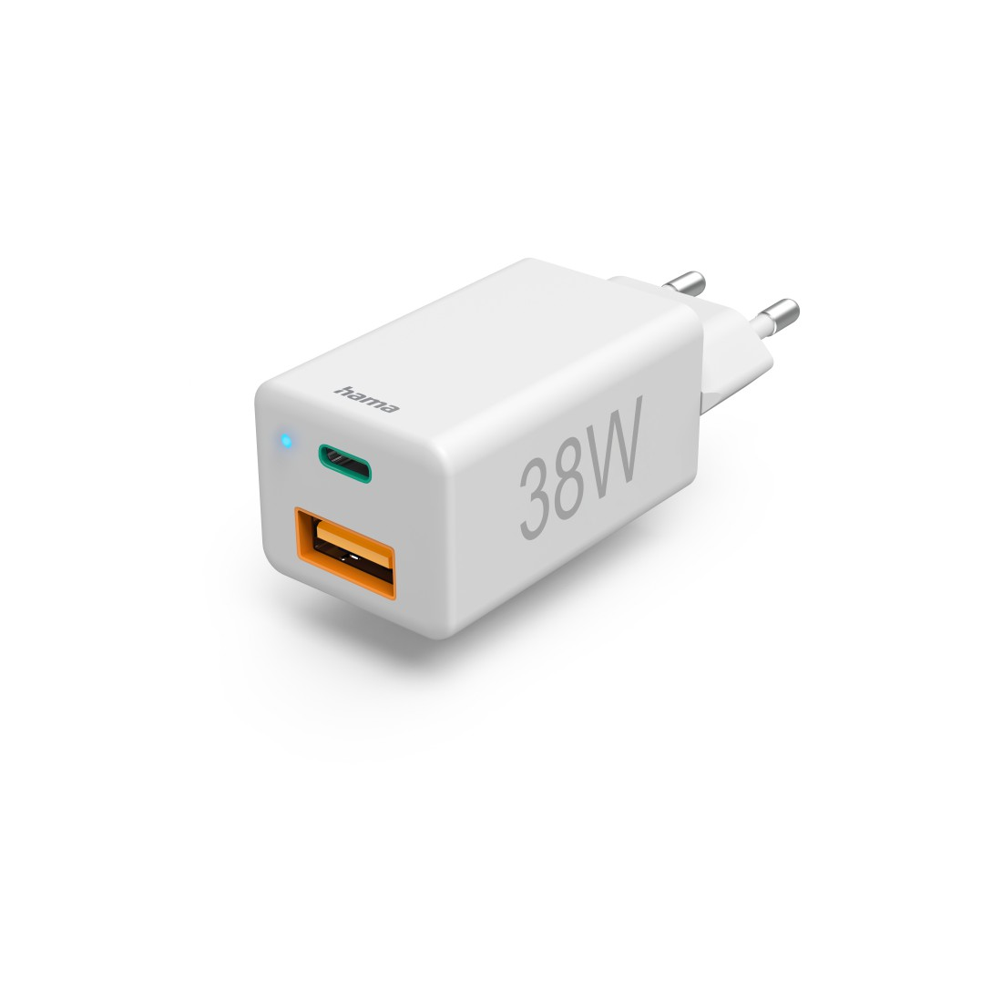 Watt, Weiß USB-A USB-C Schnellladegerät HAMA QC PD, 1x Universal 38 1x