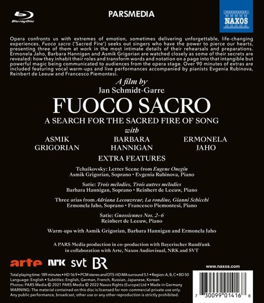 Schmidt-Garre/Jaho/Grigorian/Hannigan - Fuoco Sacro (Blu-ray) Search of for A Song Fire the Sacred 