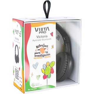 Auriculares inalámbricos - Vieta Pro Victoria, Campaña solidaria, De diadema, Bluetooth 5.0, Micrófono, Negro