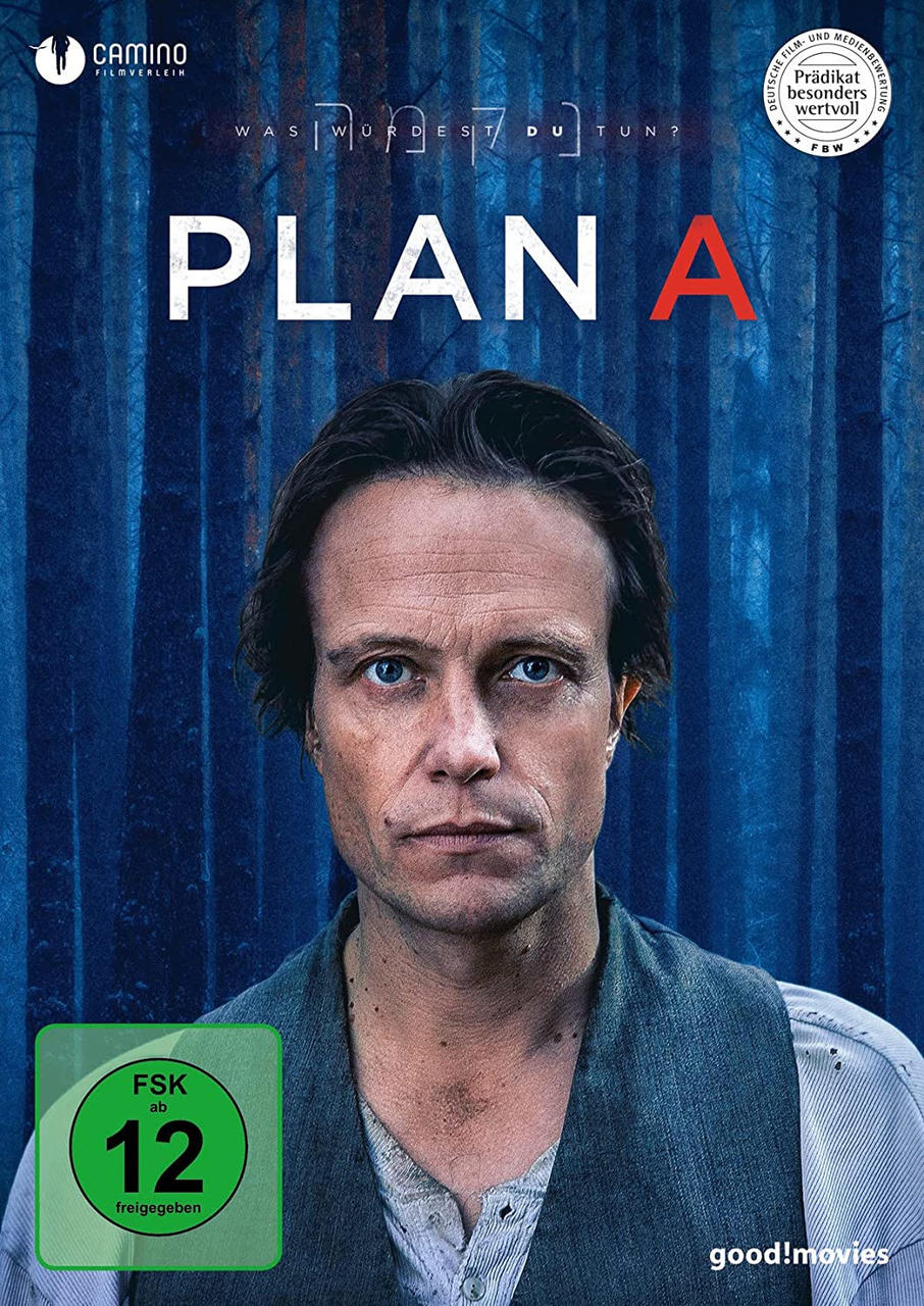 DVD-Cover: Männergesicht, Titel 'PLAN A' im Wald, deutscher Text und Bewertung.