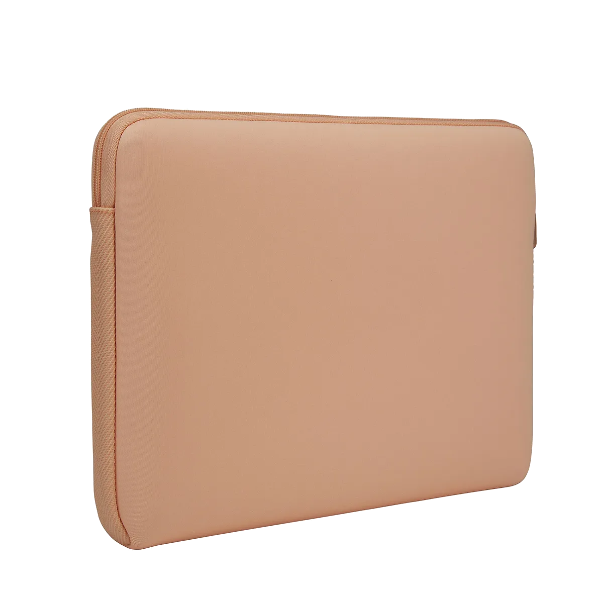 Fermuarlı pembe tablet veya dizüstü bilgisayar kılıfı, siyah arka plan üzerinde.
