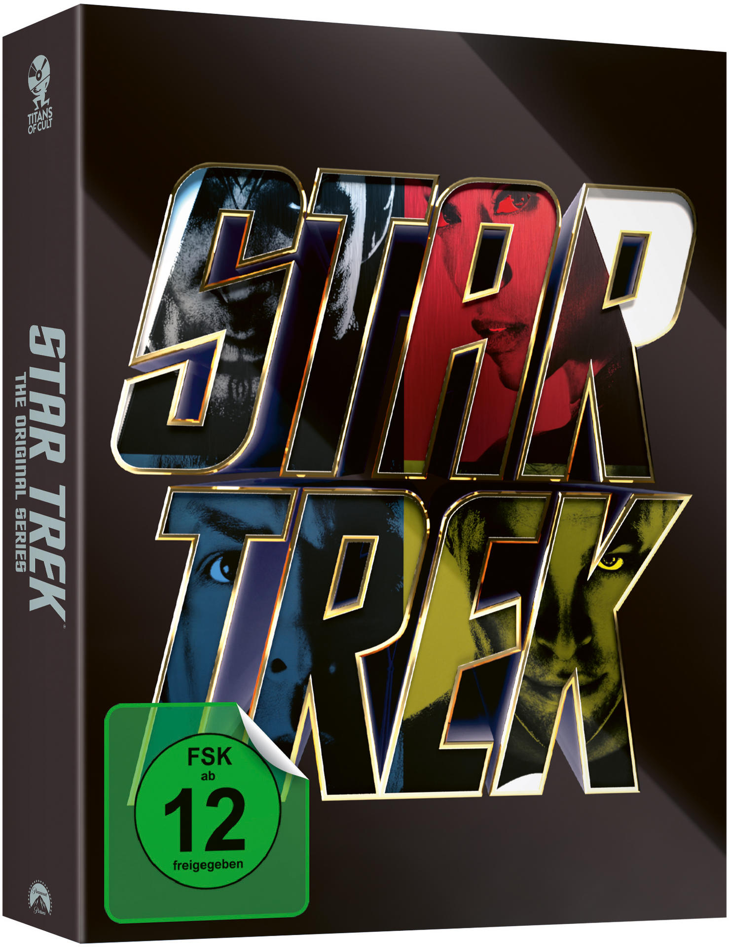 DVD-Hülle von Star Trek: The Original Series. Fett gedruckter Titel und Bilder von Charakteren auf dunklem Hintergrund.