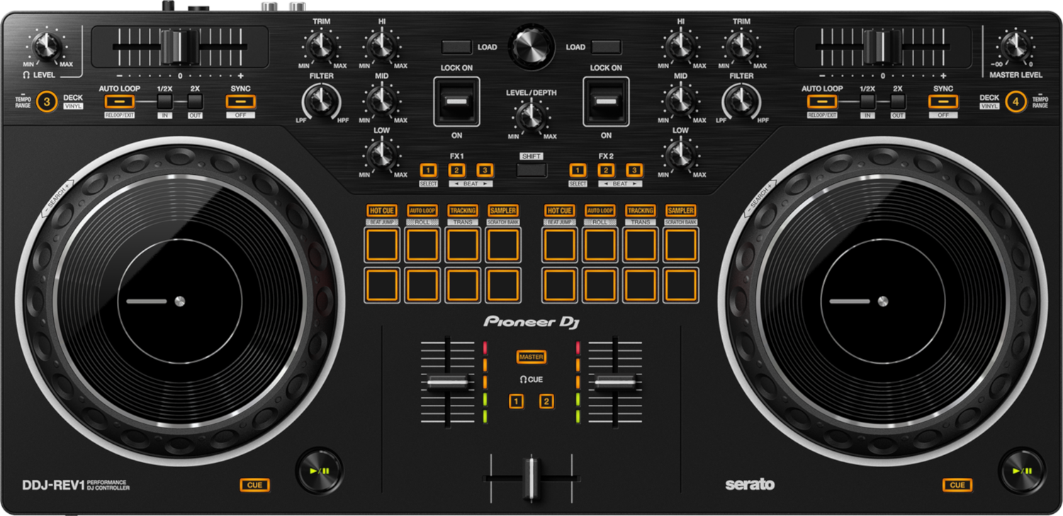 PIONEER DJ Contrôleur DJ professionnel à 2 canaux pour Serato DJ Lite (DDJ-REV1)