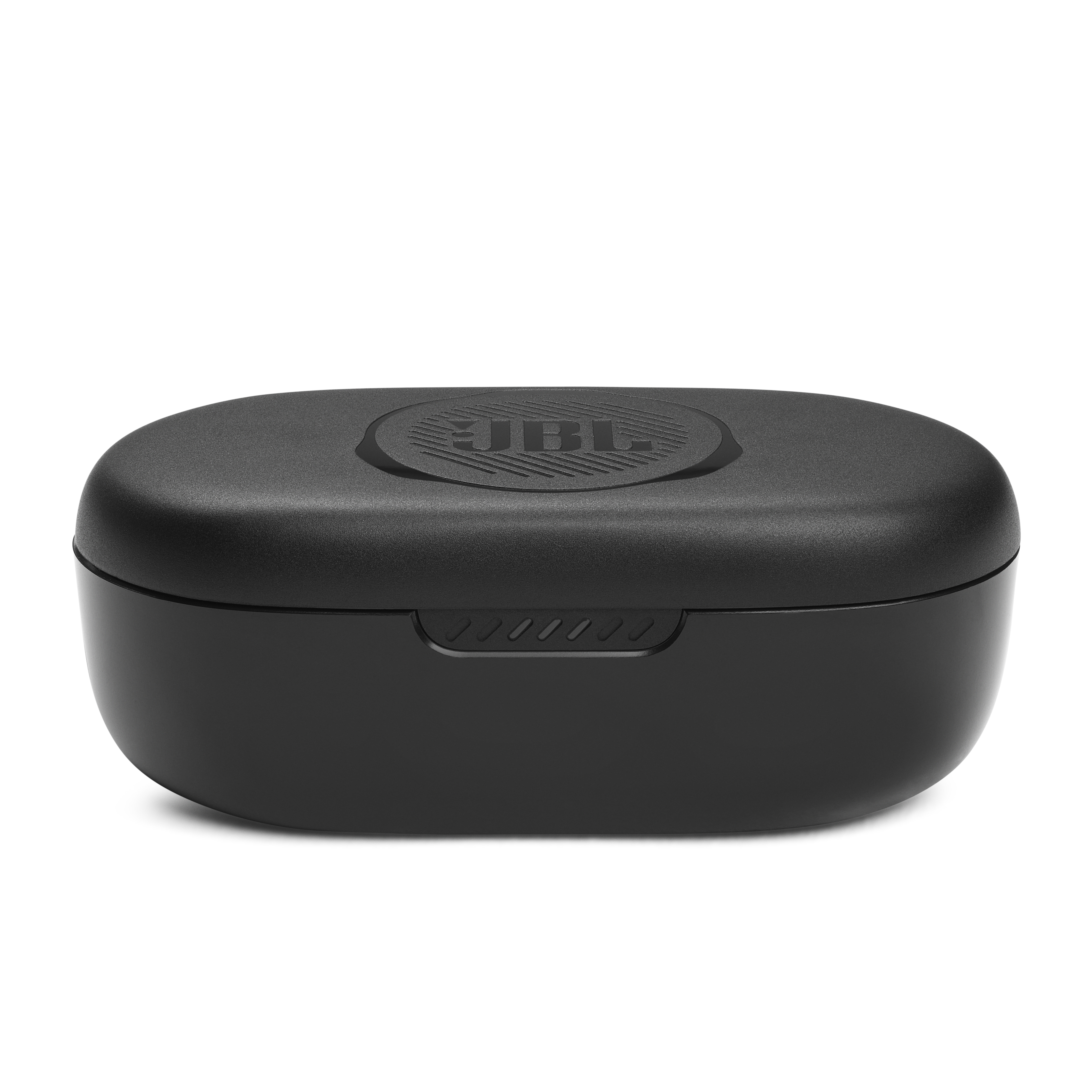 Üstünde JBL logosu bulunan siyah JBL kulaklık çantası.