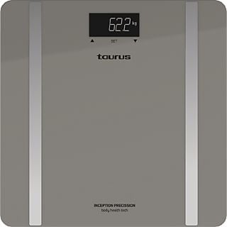 Báscula de baño - Taurus Inception Precission, calcula el porcentaje de grasa y agua corporal, cristal templado, peso máx 180kg, precisión 0,1kg