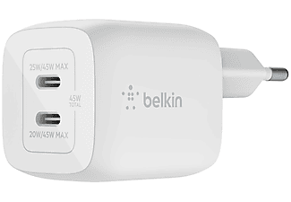 BELKIN BOOSTCHARGE PRO 45 Watt Dual USB-C GaN Charger Wit