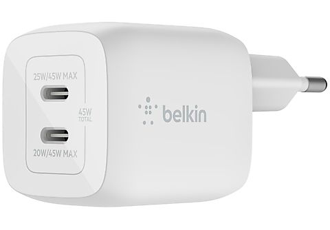 BELKIN BOOSTCHARGE PRO 45 Watt Dual USB-C GaN Charger Wit