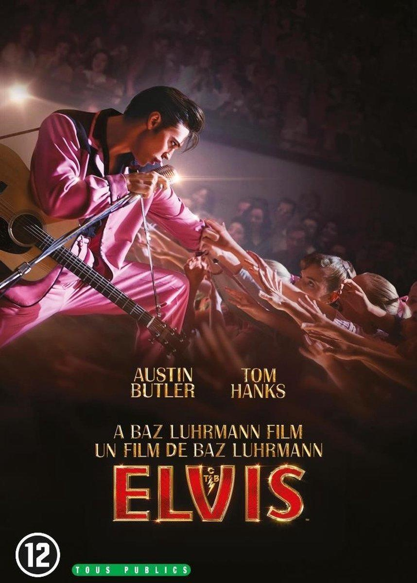 Jaquette du DVD d'Elvis, avec l'acteur en costume rose, tenant une guitare et une foule.