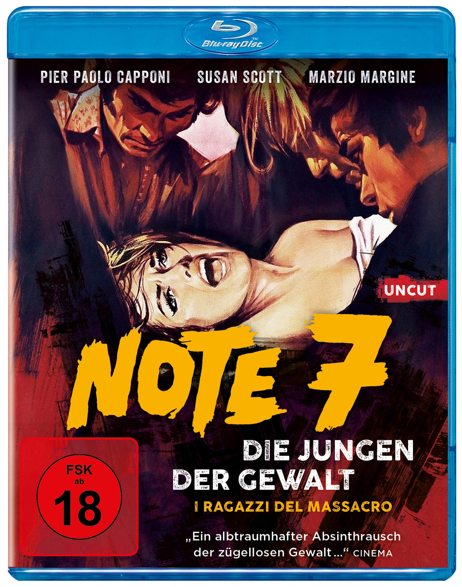 Blu-ray-Cover mit Filmplakat. Menschen in Angst. Titel Note 7, Die Jungen der Gewalt.