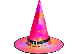 FAMILY HALLOWEEN Halloween-i színes boszorkány kalap, LED világítás, 38 cm (58151)