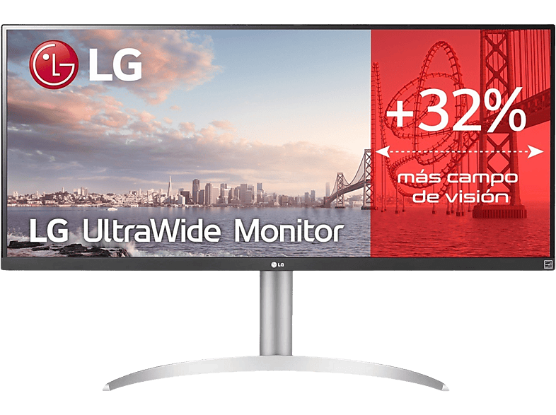 REACONDICIONADO Seminuevo Excelente Monitor - LG 34WQ650-W, 34", FHD, 5ms (GTG), 56/61Hz, HDMI x1, DisplayPort, USB-C, Auriculares, Blanco High Glossy