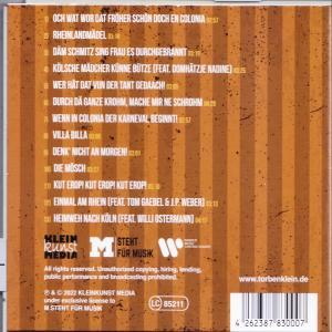 Die Rückseite einer CD-Hülle mit Songtiteln und einem Logo.