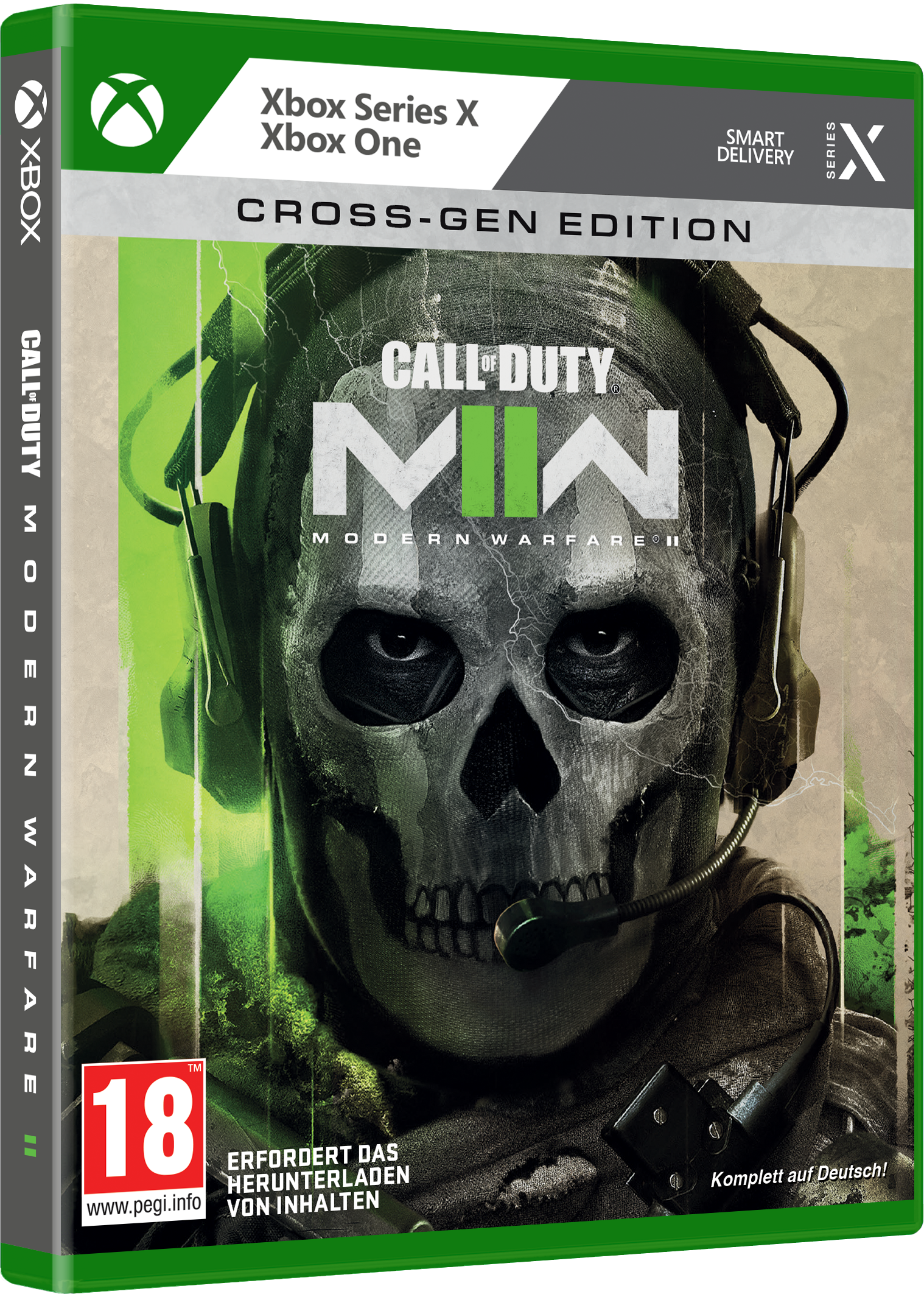 Call of Duty: Modern Warfare II Cross-Gen Edition für Xbox Series X und Xbox One mit einem Totenkopf-Cover.