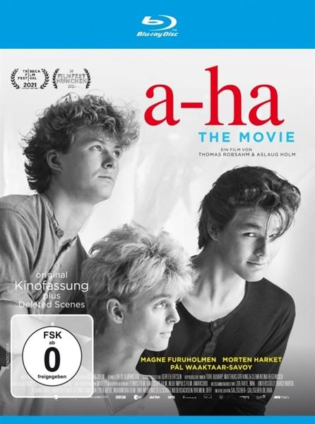 Blu-ray-Cover von 'a-ha The Movie'. Drei Männer sind auf dem Cover, mit Text und Filmtitel.