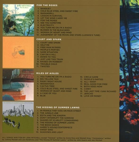 Albumcover mit Songtiteln. Eine Frau mit Hut ist zu sehen. Der Hintergrund ist ein buntes Gemälde.