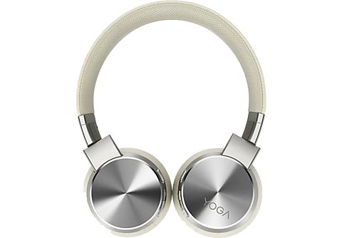Auriculares inalámbricos - Lenovo Yoga ANC, De diadema, Supraaurales, Bluetooth, Crema