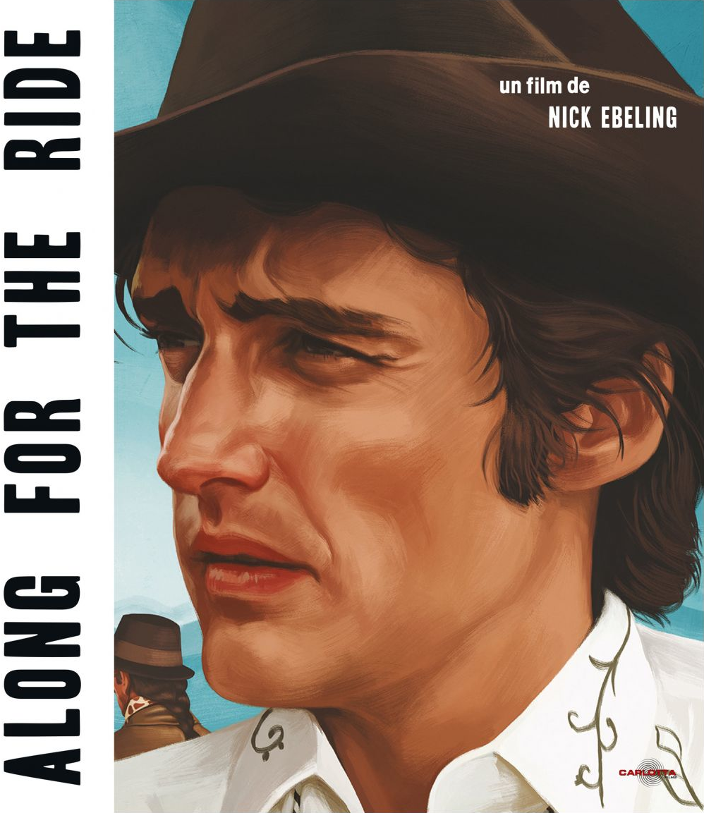 Affiche de film : Homme en chapeau et chemise de cow-boy. Titre : Along for the Ride. Film de Nick Ebeling.