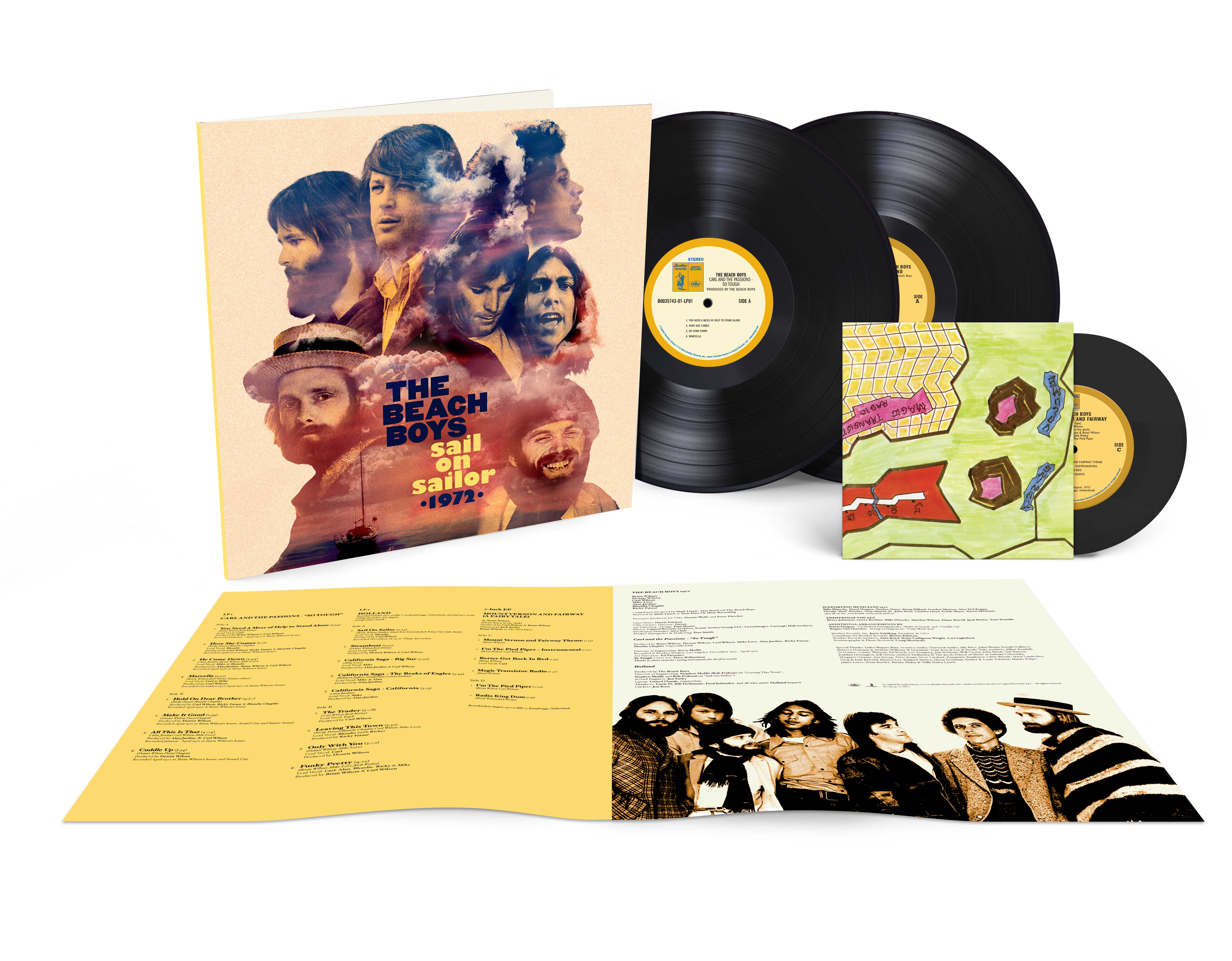 Schallplatten-Set mit Albumcover, Schallplatten und Booklet, alles auf weißem Hintergrund.
