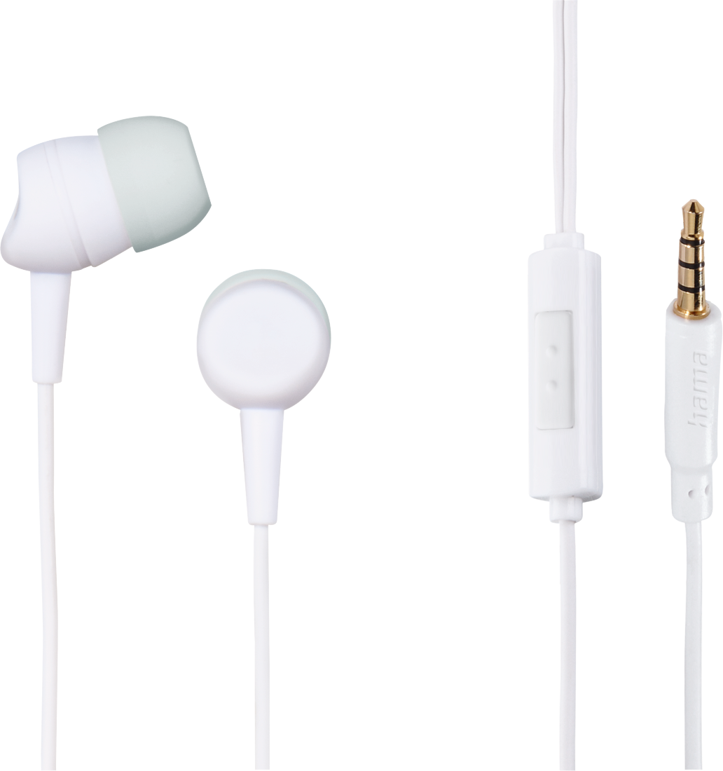 HAMA "InEar Ep" sztereó fülhallgató mikrofonnal, 3,5mm jack, fehér (184140)