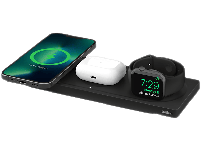 Belkin 3-in-1 Draadloos Laadstation Met Magsafe Zwart (wiz016vfbk) WIZ016vfbk Laadstation