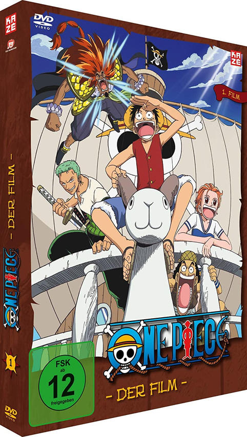 DVD-Box-Art für den One Piece Anime-Film. Zeigt Charaktere auf einem Schiff, mit Titel und Logo.