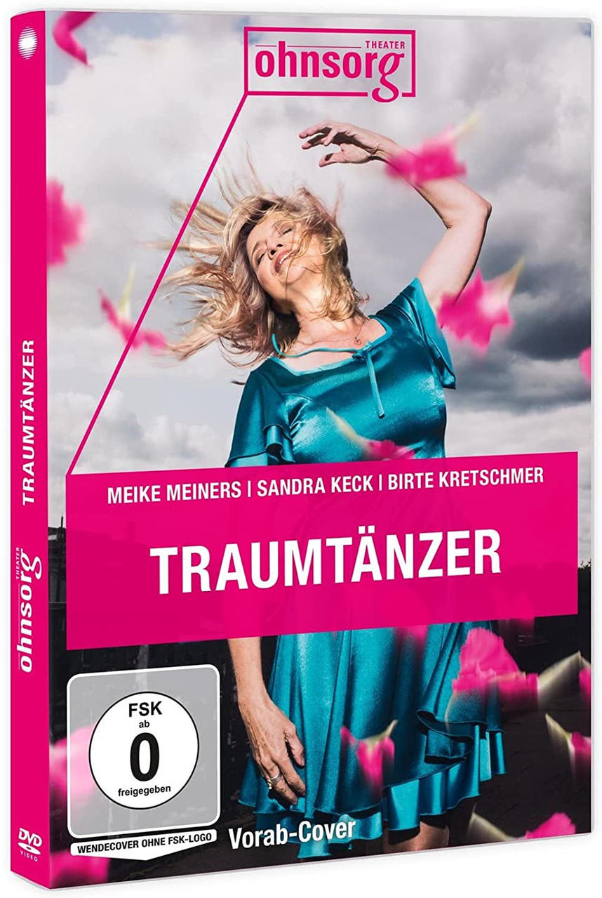 DVD-Cover: Frau mit fliegendem Haar in blauem Kleid, rosa Blütenblätter. Titel: Traumtänzer.