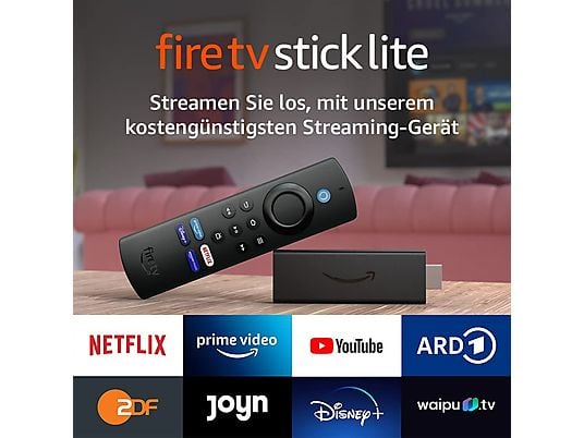 AMAZON Fire TV Stick Lite avec Alexa Voice Remote Lite (sans boutons de commande TV) - TV Stick (Noir)