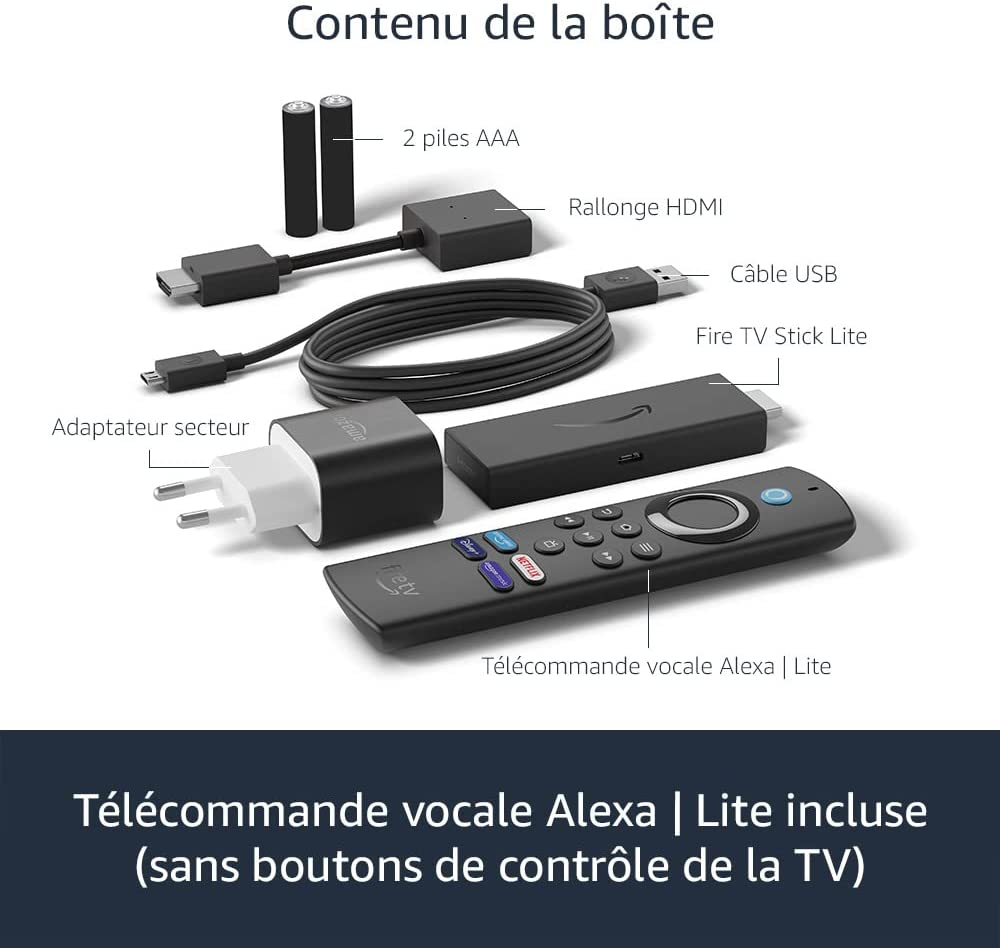Manette de jeu blanche et noire pour téléphone mobile. Des accessoires pour la manette sont également présentés.