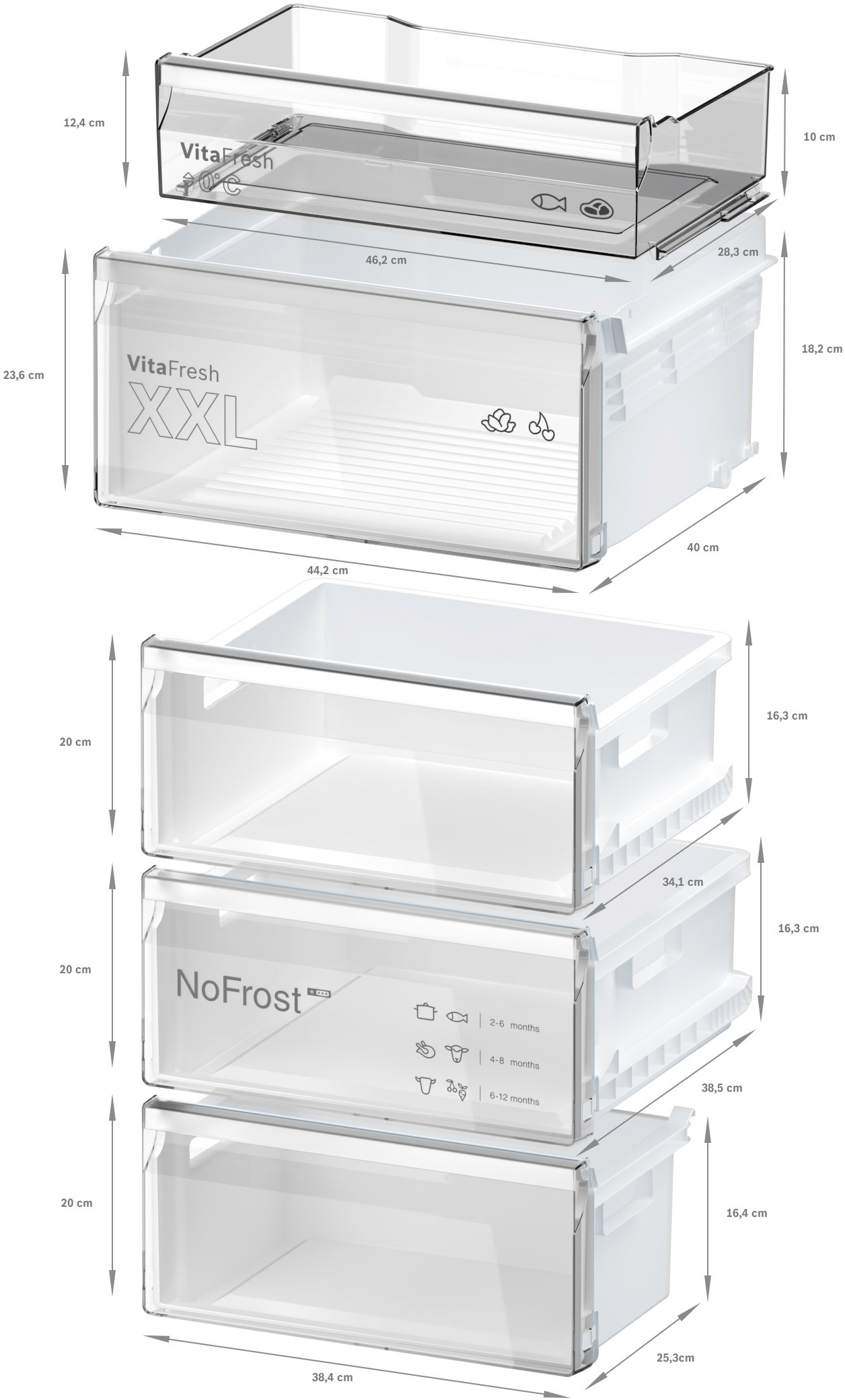 4 mm Kühlgefrierkombination Inox-look) Serie BOSCH kWh, 129 KGN392LBF hoch, 2030 (B,