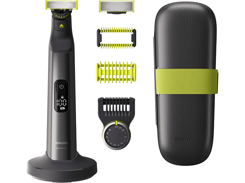 Rasoir électrique Philips OneBlade avec accessoires et étui.