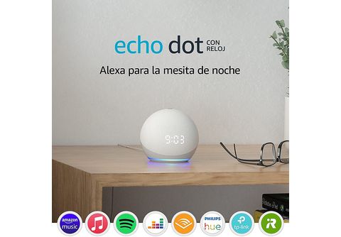 Parlante Inteligente  con Alexa Echo Dot Reloj 5 Glacier Blanco
