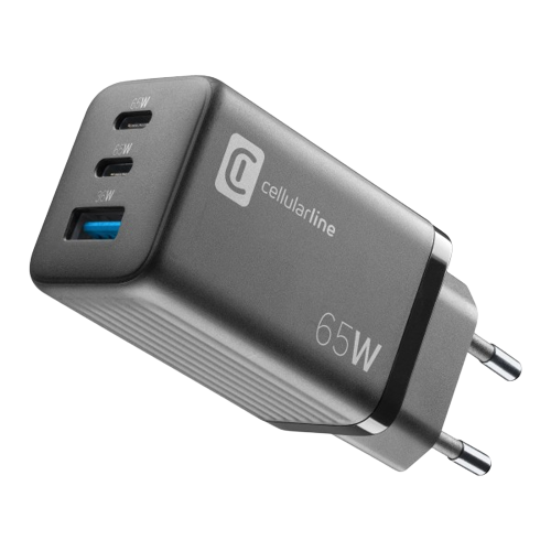 Cargador - CellularLine ACHUSBGAN3PD65WK, USB - C, Universal, Negro