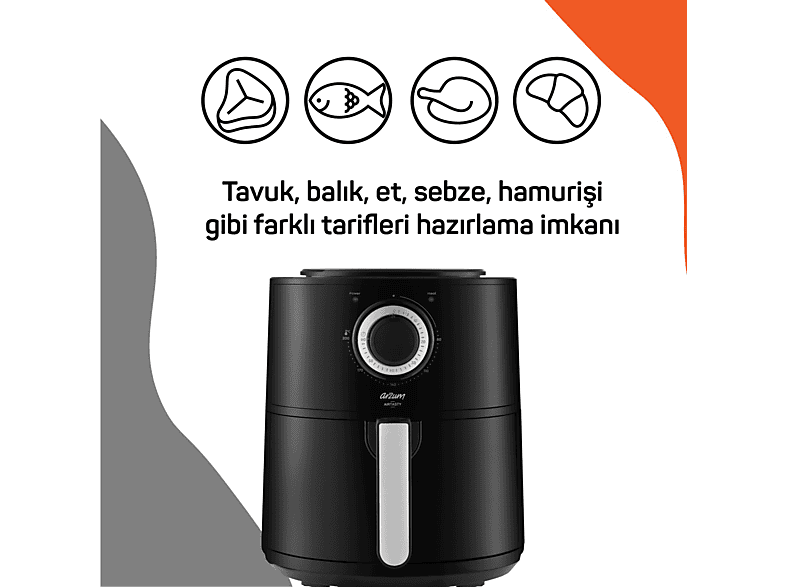 ARZUM AR2062-G Airtasty Air Fryer Sıcak Hava Fritözü Gümüş_2