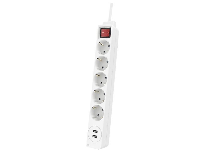 Hama 00223183 Steckdosenleiste, 5-fach, USB-A 17W, Schalter, 1,4 m, Weiß; Steckdosenleiste mit Schalter — Foto 2 von 5
