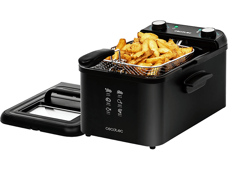 Freidora - Cecotec CleanFry Infinity 3000, 2400 W, Capacidad 3l, Hasta 190 °C, Negro
