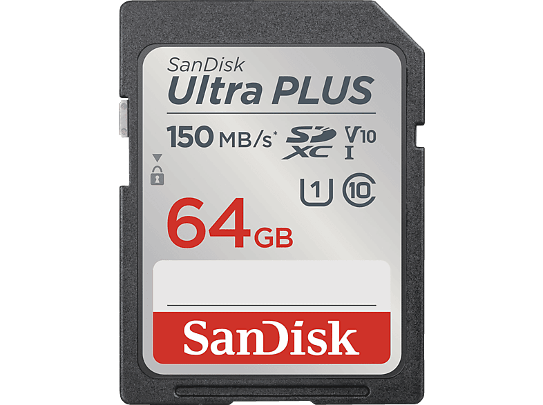 SANDISK PLUS SDXC™UHSIKarte, SDXC Speicherkarte, 64 GB, 150 MB/s