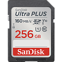 SANDISK Ultra® PLUS SDXC™-UHS-I-Karte, SDXC Speicherkarte, 256 GB, 160 MB/s