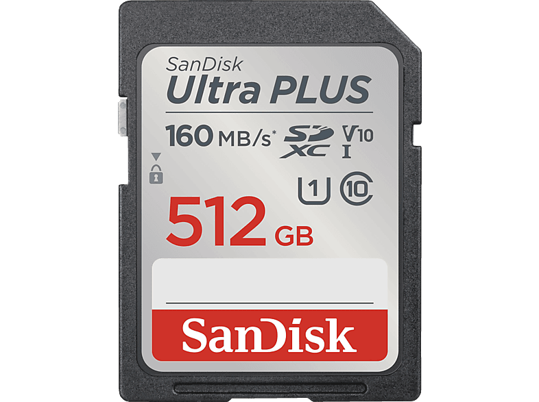 SANDISK Ultra® PLUS SDXC™-UHS-I-Karte, SDXC Speicherkarte, 512 GB, 160 MB/s