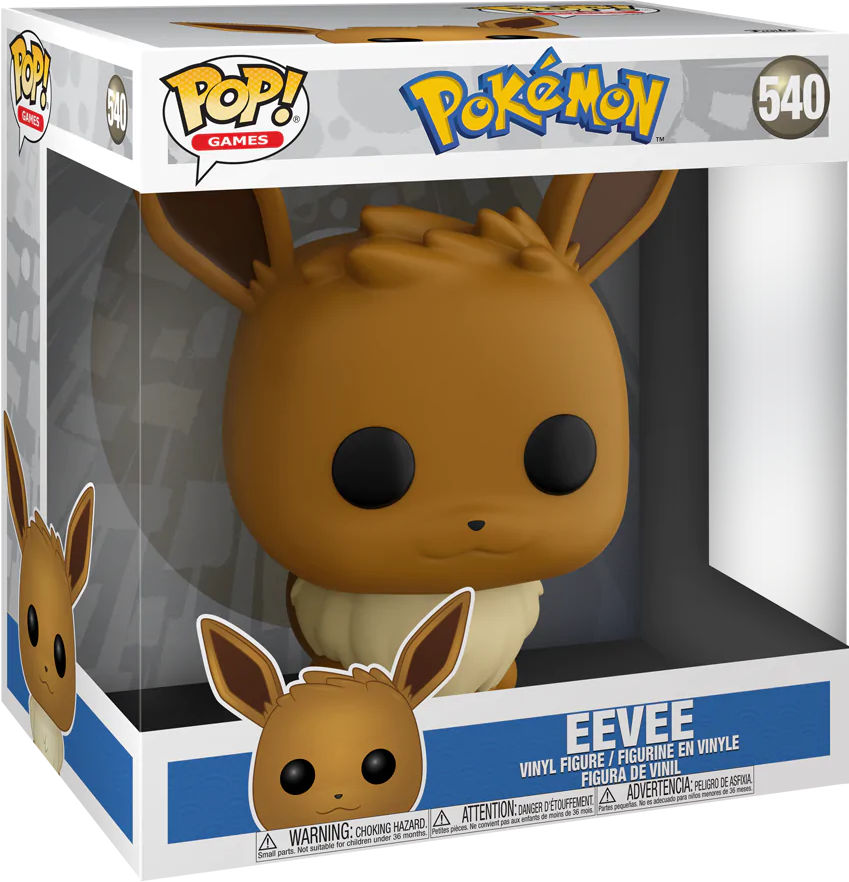FUNKO POP! Games : Pokémon - Evoli (Super-sized POP!) - Figurine de collection (Marron / crème / noir)