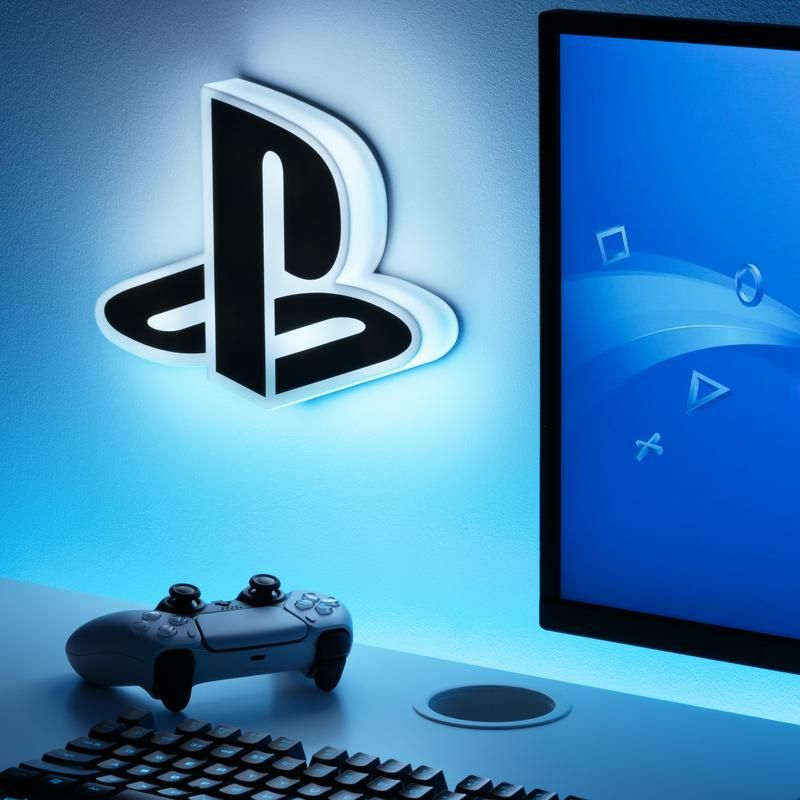PALADONE PlayStation Logo Light - Lumière de décoration (Blanc/Noir/Transparent)
